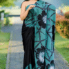 Indian Batik Saree - Black & Green