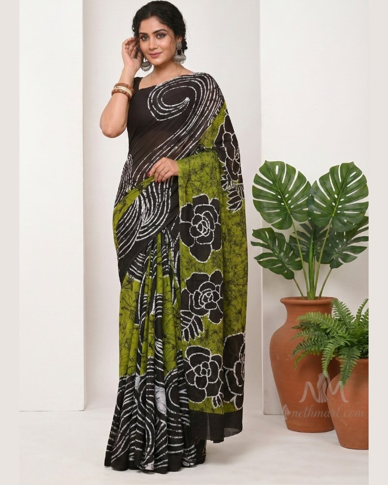 Indian Batik Saree - ZAM 7976