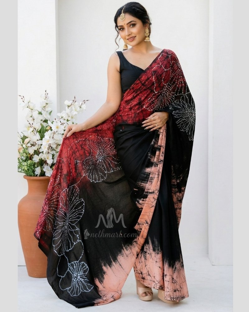 Indian Batik Saree - AR 6484
